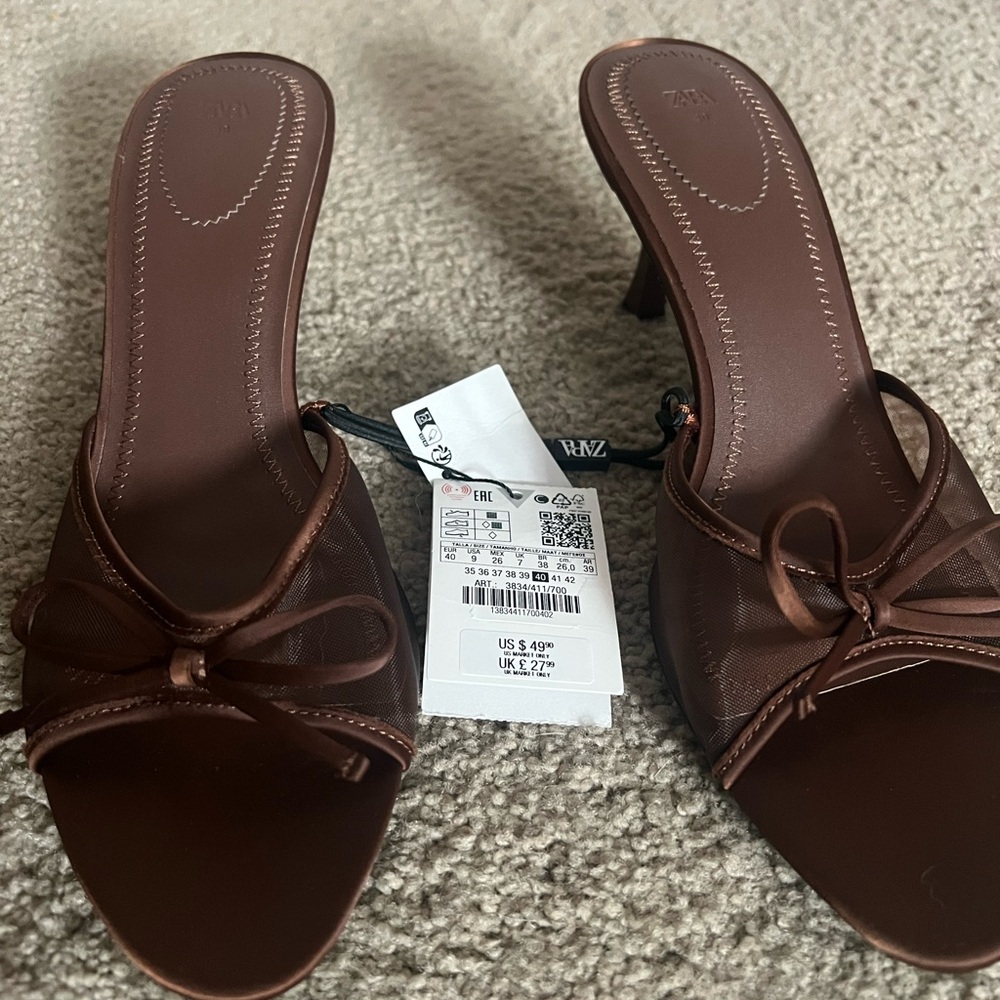 Zara Chocolate Brown Women's Heeled Mules